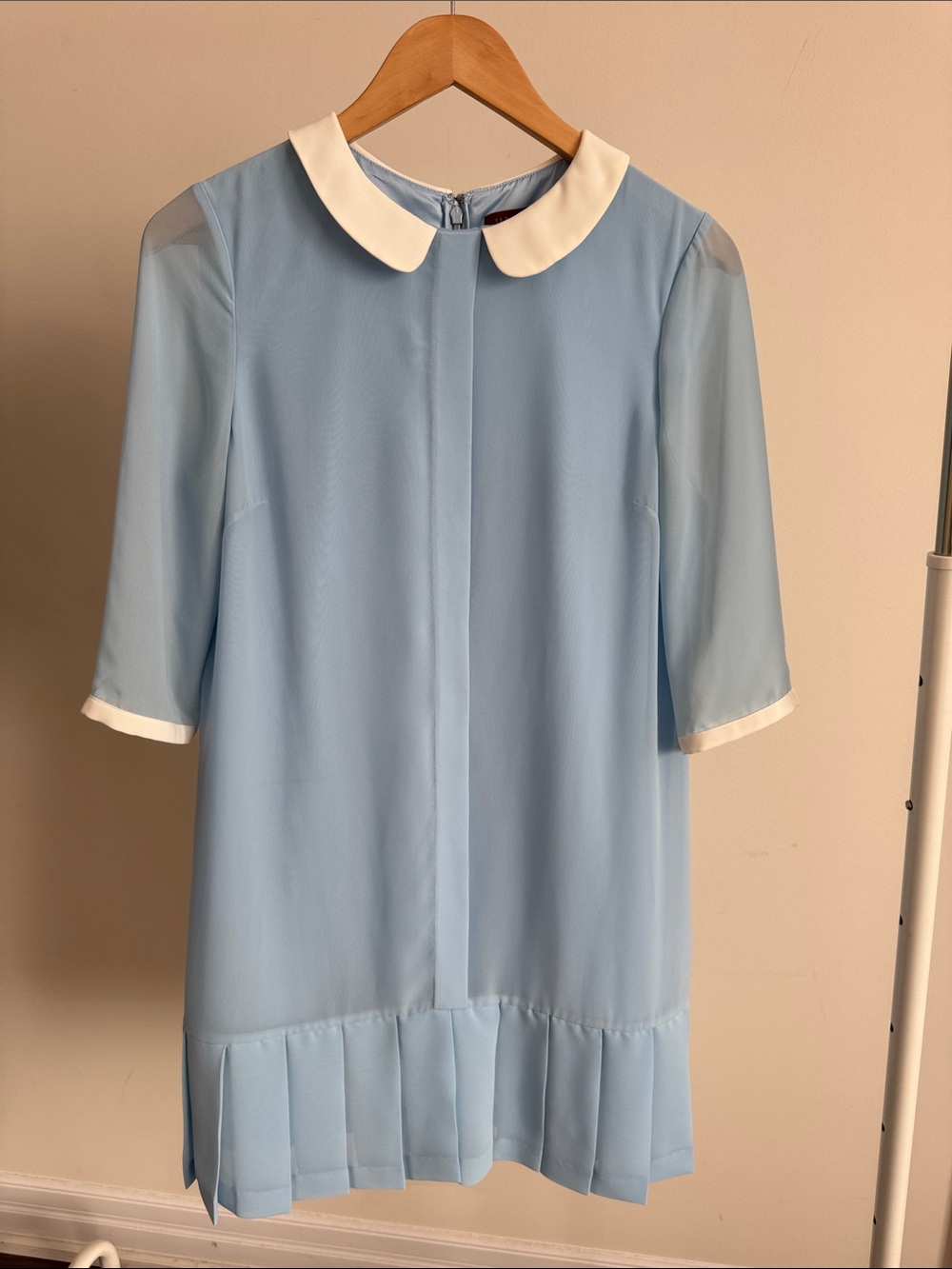Ted Baker Light Blue Peter Pan Collar Dress with White Trim